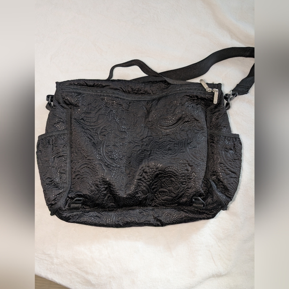 Lesportsac Textured Black Convertible Laptop Backpack Bag - Picture 3 of 12